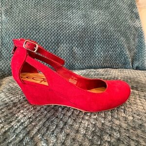 Stylish Red Wedge Heels